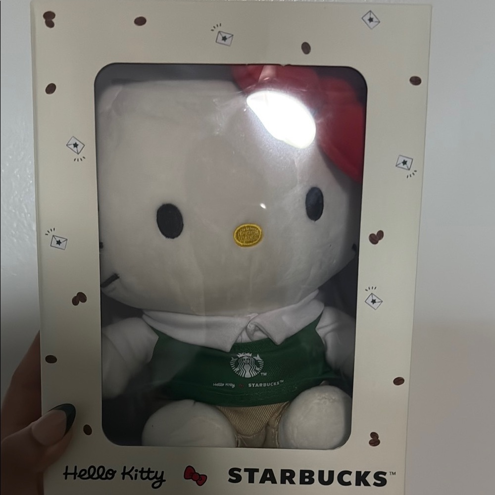 Starbucks Hello Kitty Plush with Red Bow and Green Apron